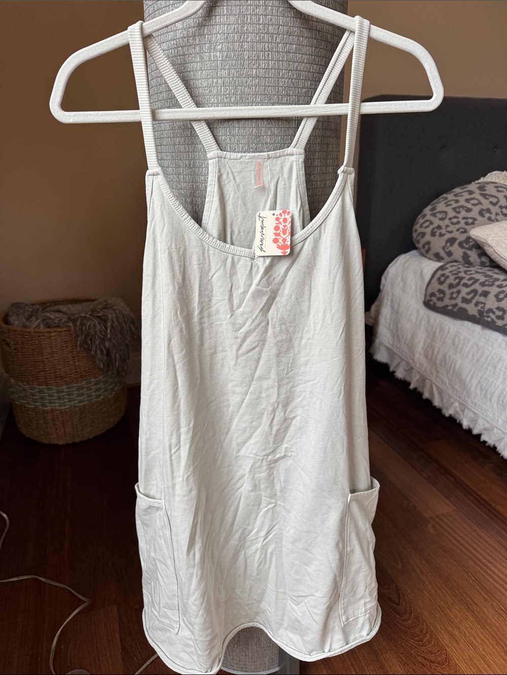 FP Movement by Free People Light Gray Mini Tank Dress with Pockets